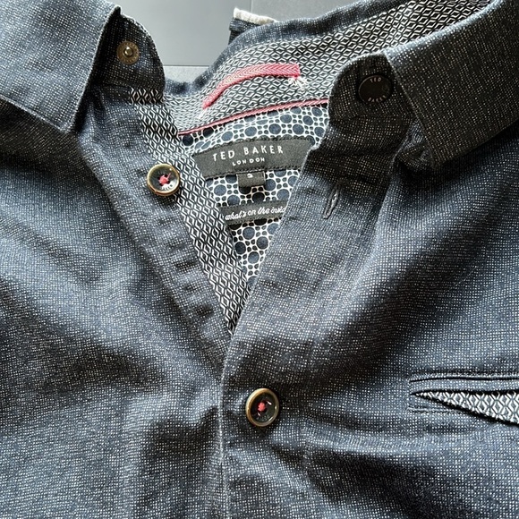 Ted Baker London Mens Long Sleeve Button Down Dress Shirt Denim Blue Sz 3 Medium - Picture 12 of 16